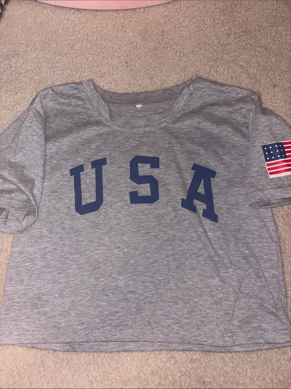 Gray USA Patch Tee with Flag Sleeve